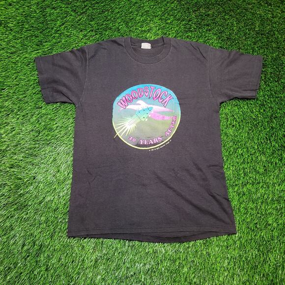 VTG 1989 Woodstock 20 Years After T-Shirt Mens S Single Stitch Dated 80s - Picture 1 of 7